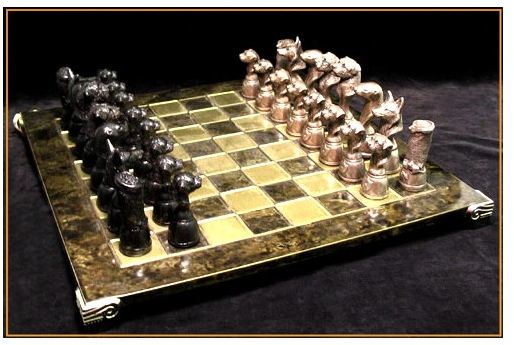 Border Terrier - Bronze Chess Set