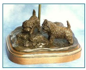 Cairn Terrier -Discovering a Frog Lamp